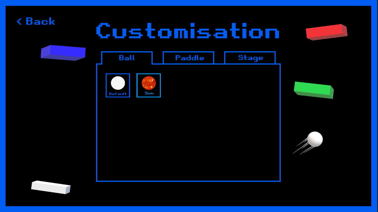 Customisation Menu