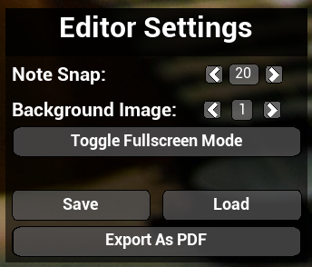 The editor settings panel